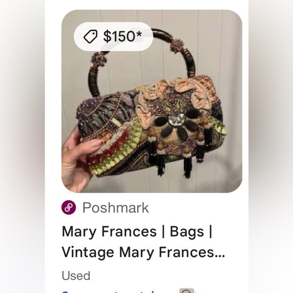 Vintage Mary Francis Metal Frame Embellished Multicolor Handbag - Picture 3 of 4